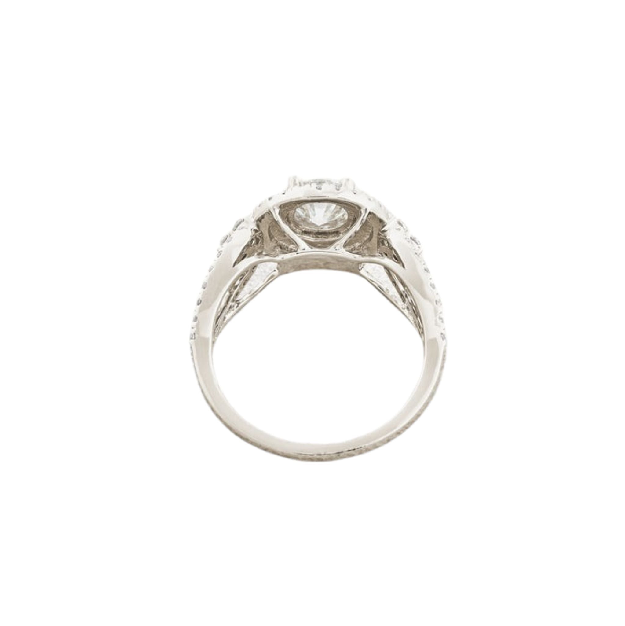 0.7 CT Round Cut Double Halo Vintage Moissanite Engagement Ring White Gold